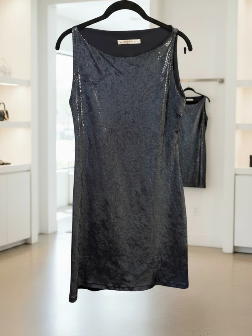 Susana Monaco black metallic Sleeveless Shimmer bodycon Dress -